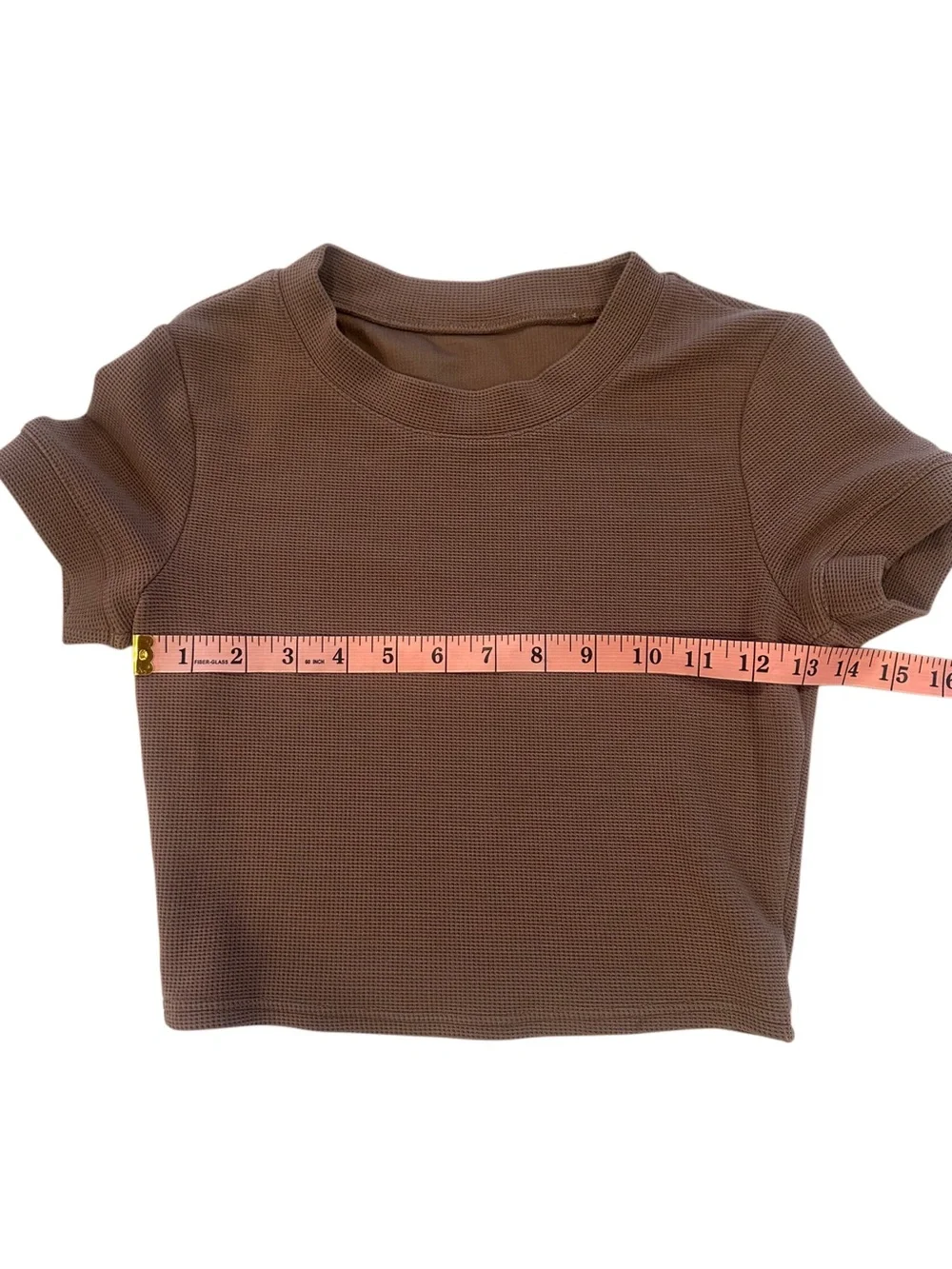 Alo Women's Brown Waffle Crop Top & Pants Set - Picture 5 of 13